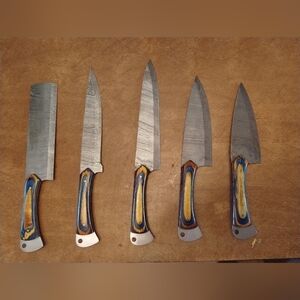 New 5 PC Damascus steel blade kitchen cooking cutlery set
